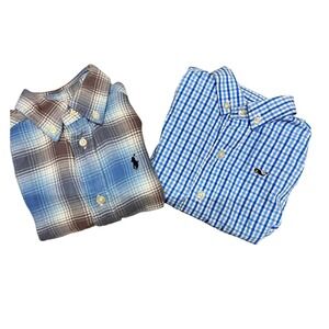 Lot of 2 Boys Shirts Ralph Lauren Flannel & Vineyard Vines Plaid Gingham Size 2T